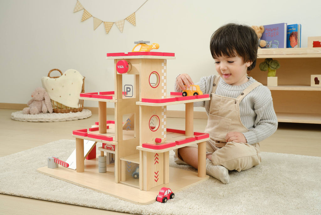 Viga Grand 4-Level Wooden Parking Garage - Deluxe City Service Center with Elevator