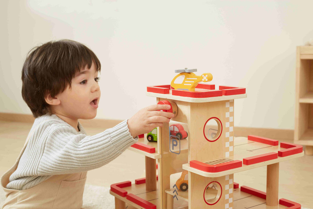 Viga Grand 4-Level Wooden Parking Garage - Deluxe City Service Center with Elevator