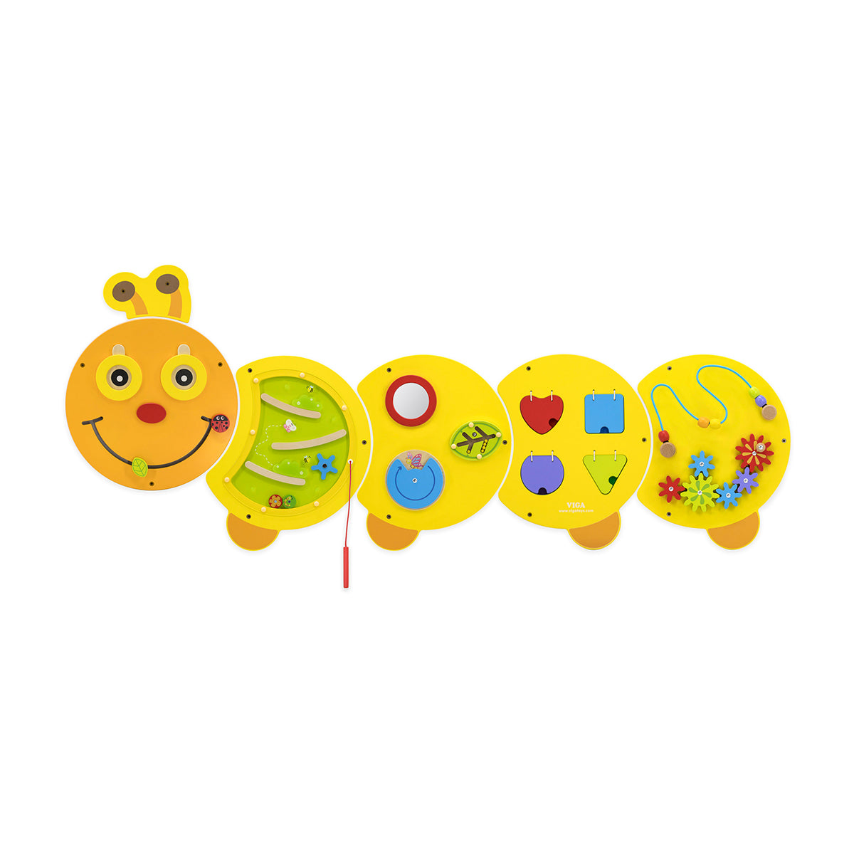 Viga 1.5m Caterpillar Sensory Wall Activity Center - 10-in-1 Wooden Wall Toy