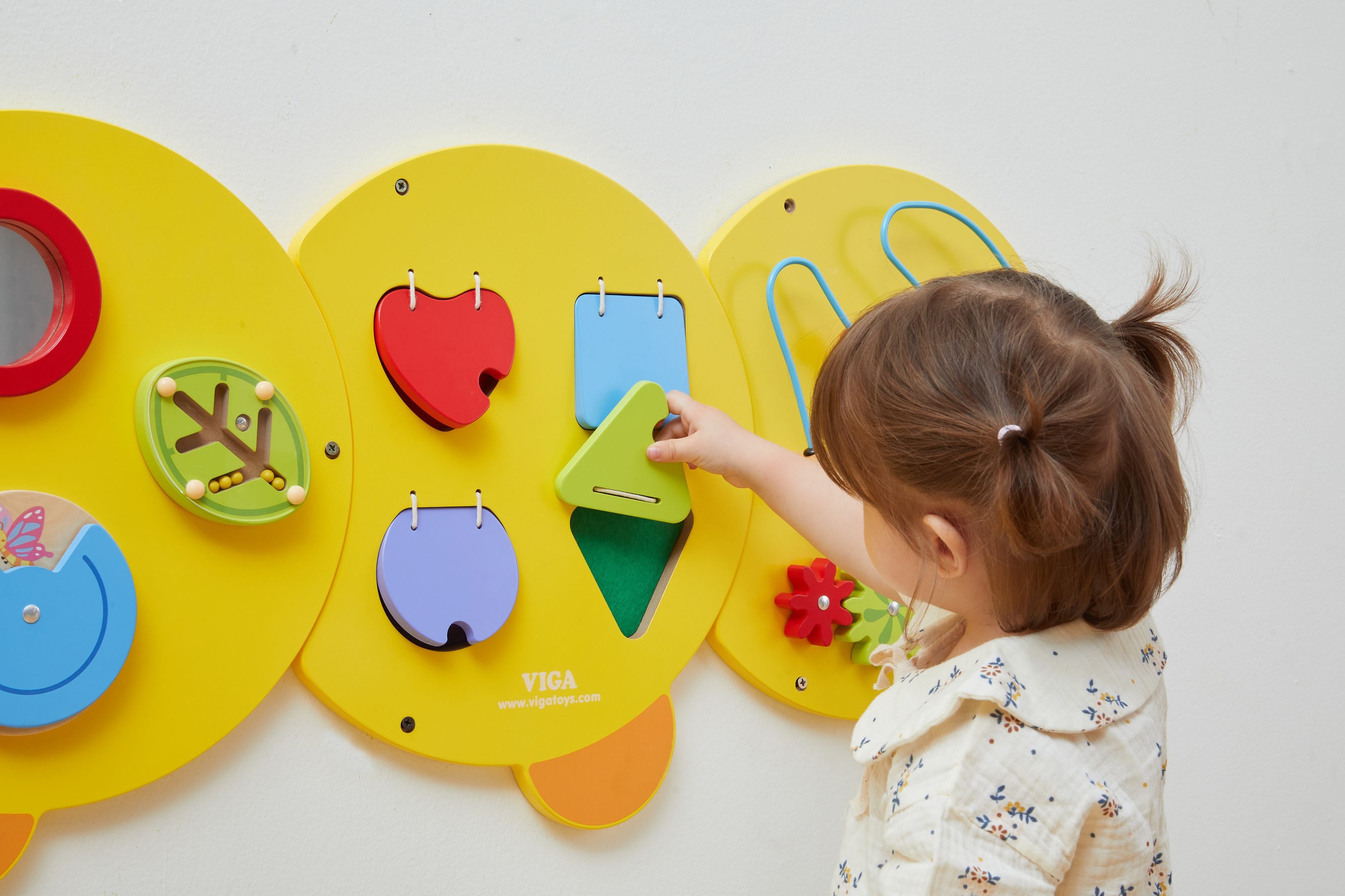 Viga 1.5m Caterpillar Sensory Wall Activity Center - 10-in-1 Wooden Wall Toy