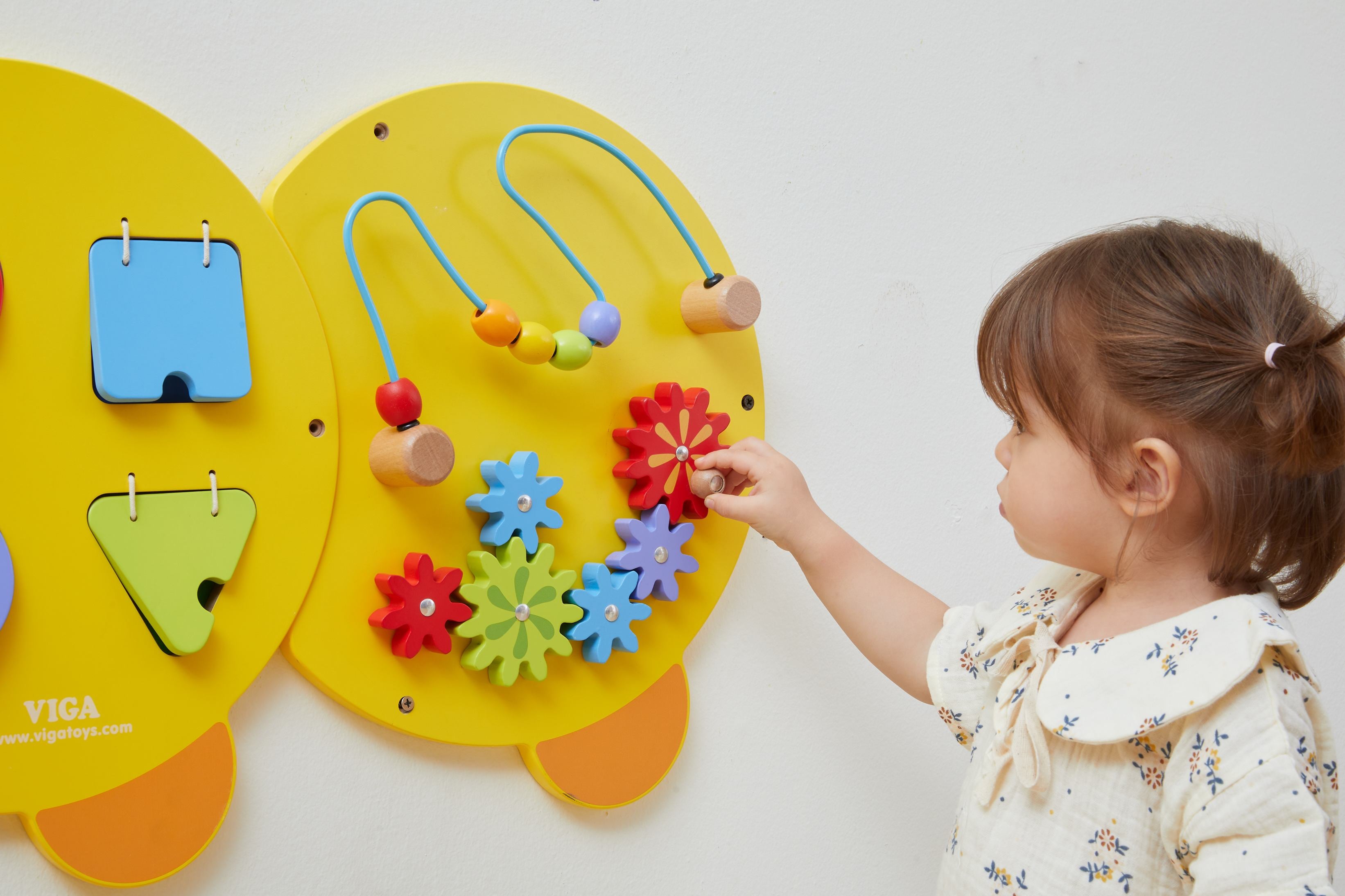 Viga 1.5m Caterpillar Sensory Wall Activity Center - 10-in-1 Wooden Wall Toy