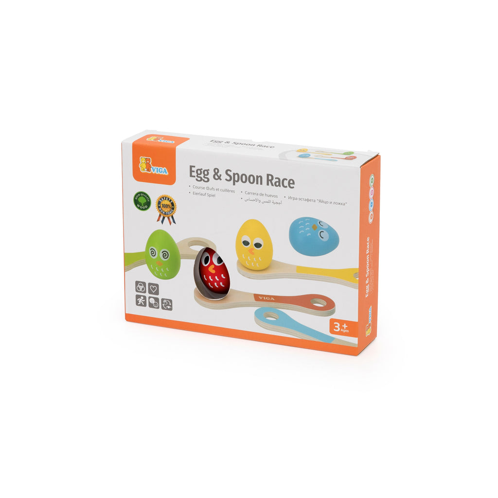 Viga Wooden Egg and Spoon Race Game - 8pc Adjustable Difficulty Balance Set