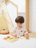 Viga Compact Wooden Fruit Slicing & Matching Set - 6-Piece Montessori Starter Toy