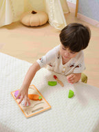 Viga Compact Wooden Vegetable Slicing & Matching Set - 6-Piece Montessori Starter Toy