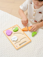 Viga Compact Wooden Vegetable Slicing & Matching Set - 6-Piece Montessori Starter Toy