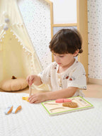 Viga Compact Wooden Dinner Meat Slicing & Matching Set - 6-Piece Montessori Starter Toy