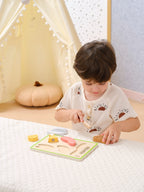 Viga Compact Wooden Dinner Meat Slicing & Matching Set - 6-Piece Montessori Starter Toy