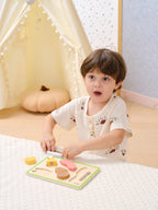 Viga Compact Wooden Dinner Meat Slicing & Matching Set - 6-Piece Montessori Starter Toy