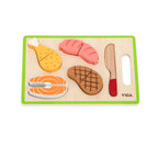 Viga Compact Wooden Dinner Meat Slicing & Matching Set - 6-Piece Montessori Starter Toy