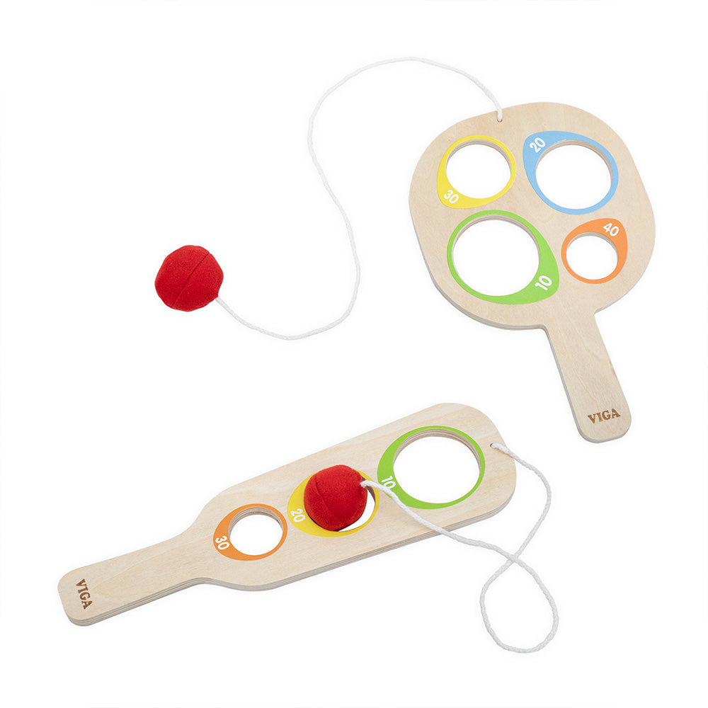 Viga Handheld Wooden Catch-and-Toss Skill Game - 2-Pack Precision Scoring Set