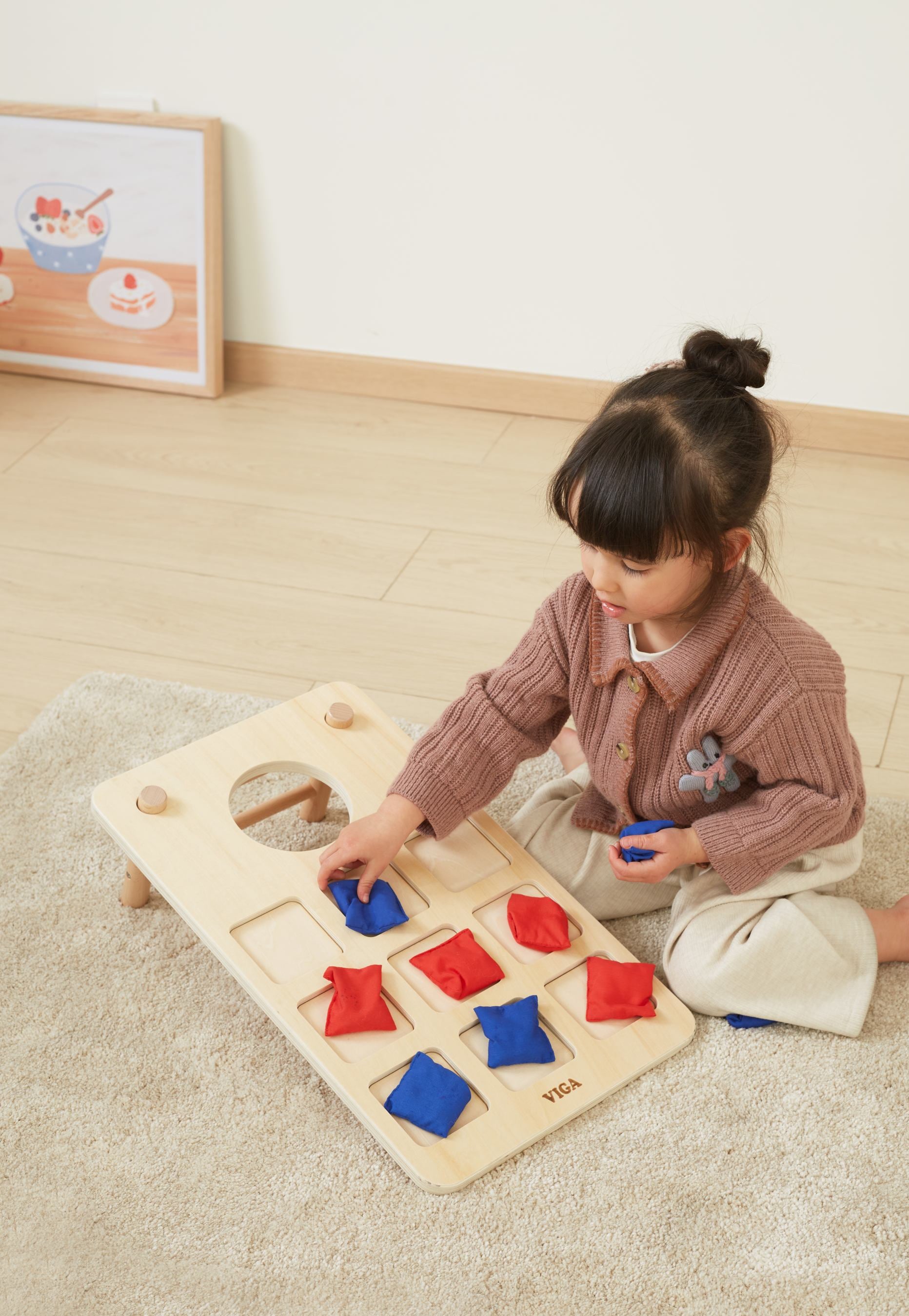 Viga 2-in-1 Wooden Bean Bag Toss & Tic-Tac-Toe Game - 10-Piece Double-Sided Set