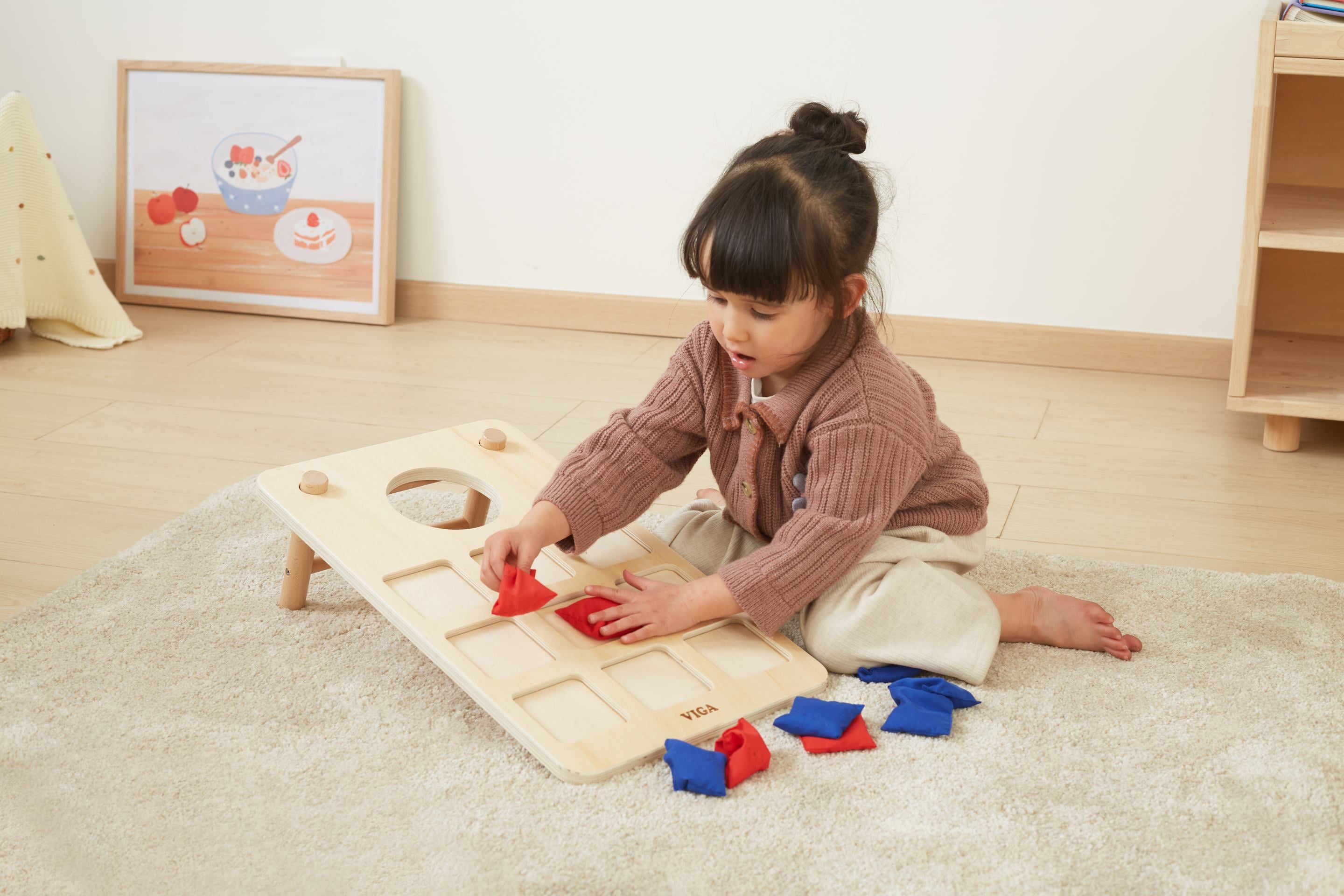 Viga 2-in-1 Wooden Bean Bag Toss & Tic-Tac-Toe Game - 10-Piece Double-Sided Set