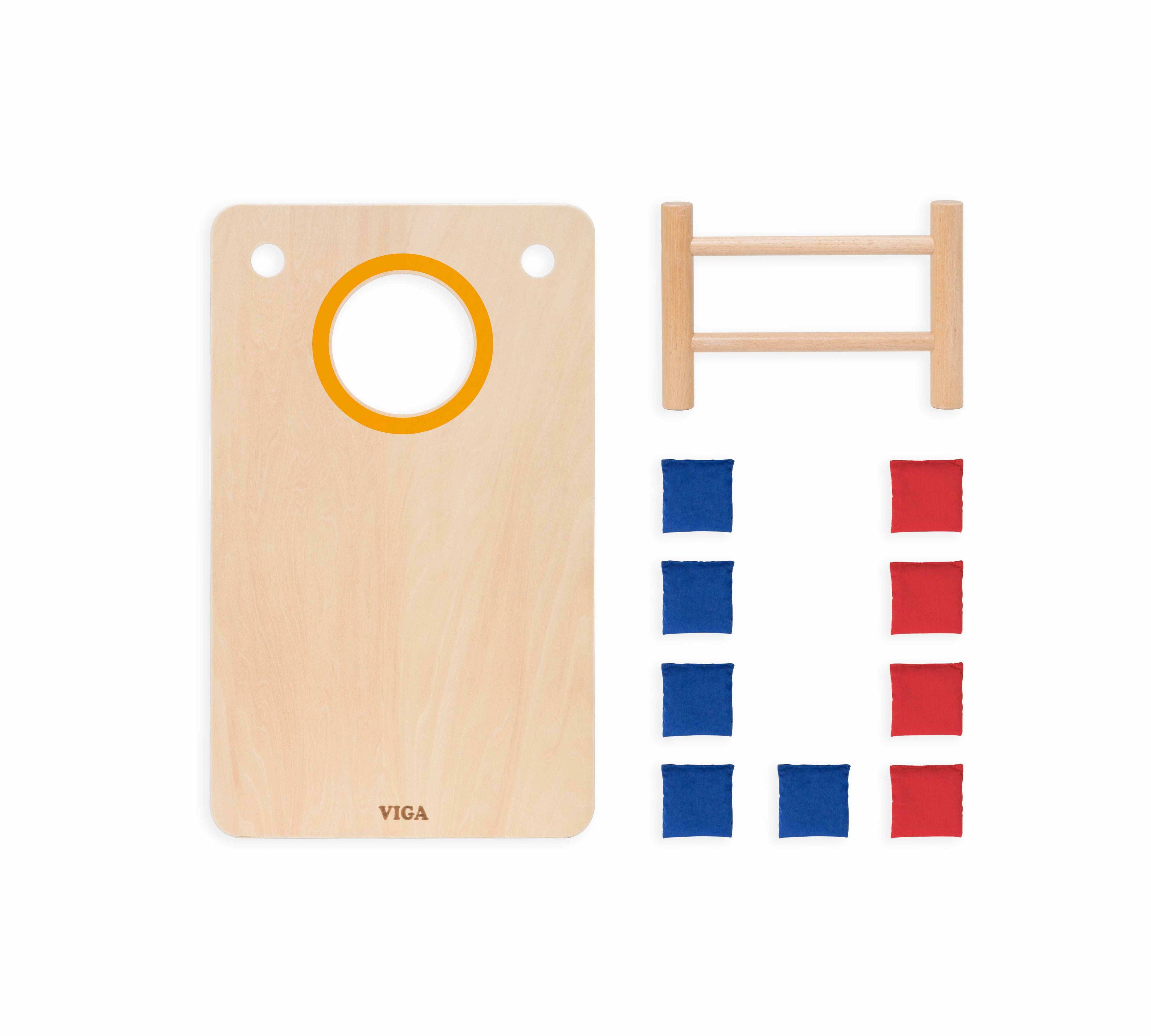 Viga 2-in-1 Wooden Bean Bag Toss & Tic-Tac-Toe Game - 10-Piece Double-Sided Set