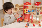 Viga 16-Piece Deluxe 2-Story Wooden Fire Station - Rescue Headquarters with Truck & Copter