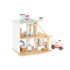 Viga 3-Story Wooden Hospital Playset - 11-Piece Emergency Rescue Center with Ambulance & Helicopter
