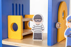 Viga 3-Story Wooden Police Station Playset - 12-Piece Patrol Headquarters with Police Car & Copter