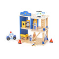 Viga 3-Story Wooden Police Station Playset - 12-Piece Patrol Headquarters with Police Car & Copter