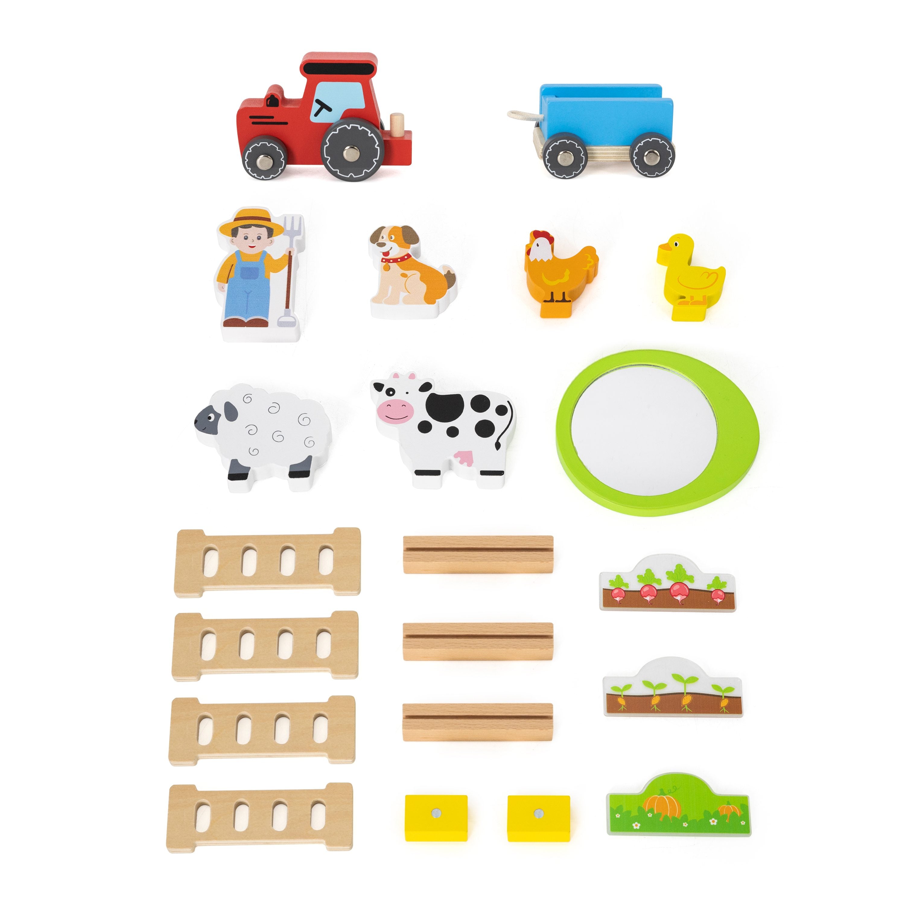 Viga 3-Story Wooden Farm Buddies Playset - 15-Piece Discovery Center with Tractor & Animals