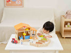 Viga 3-Story Wooden Farm Buddies Playset - 15-Piece Discovery Center with Tractor & Animals