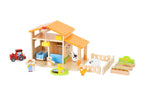 Viga 3-Story Wooden Farm Buddies Playset - 15-Piece Discovery Center with Tractor & Animals