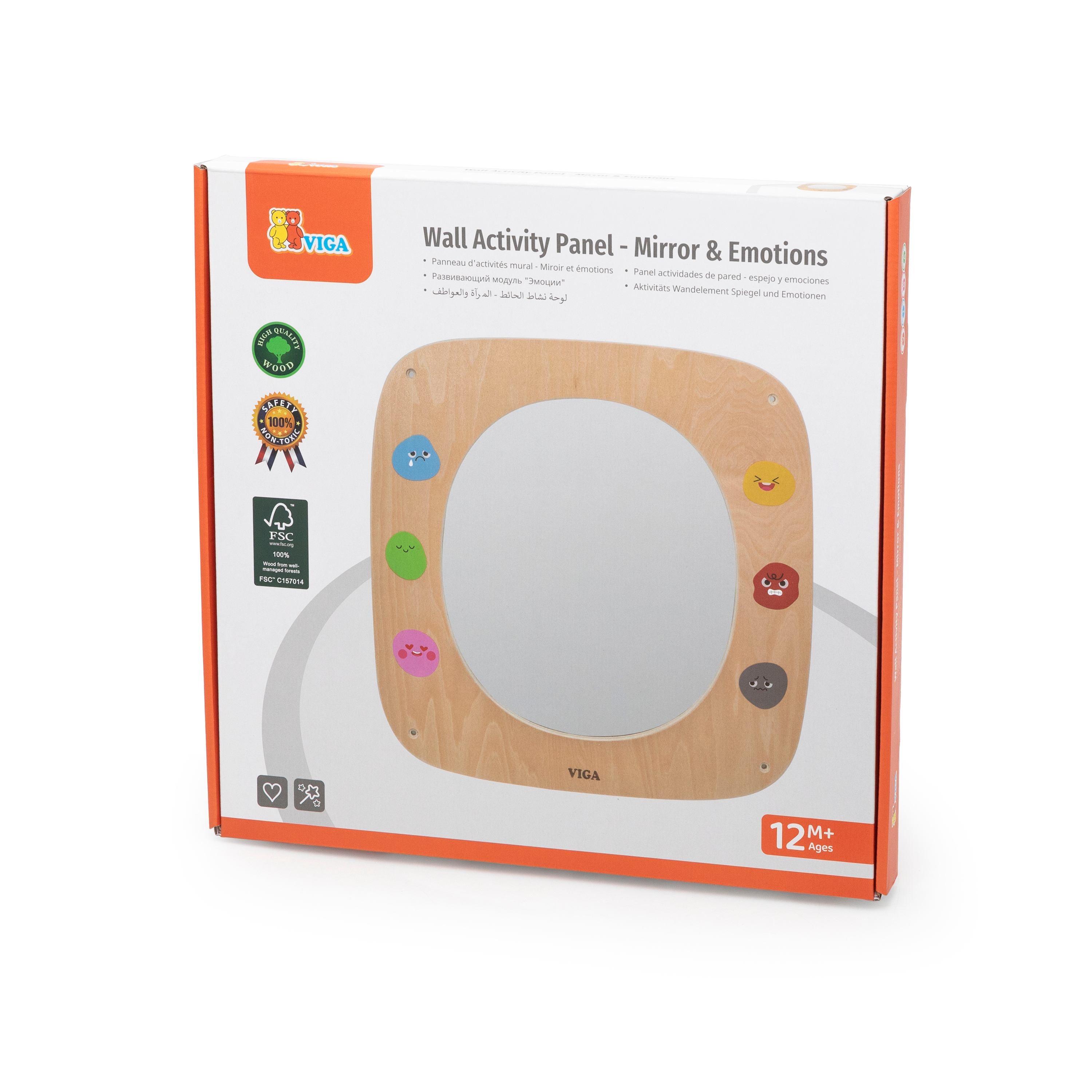 Viga Wooden Mirror & Emotions Wall Toy - Montessori Social-Emotional Learning Board