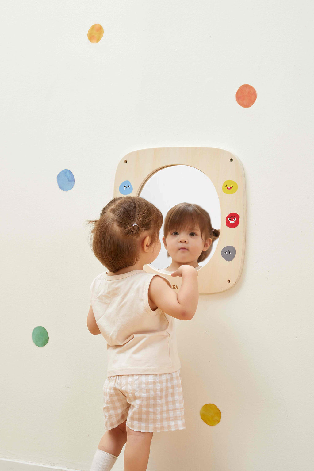 Viga Wooden Mirror & Emotions Wall Toy - Montessori Social-Emotional Learning Board