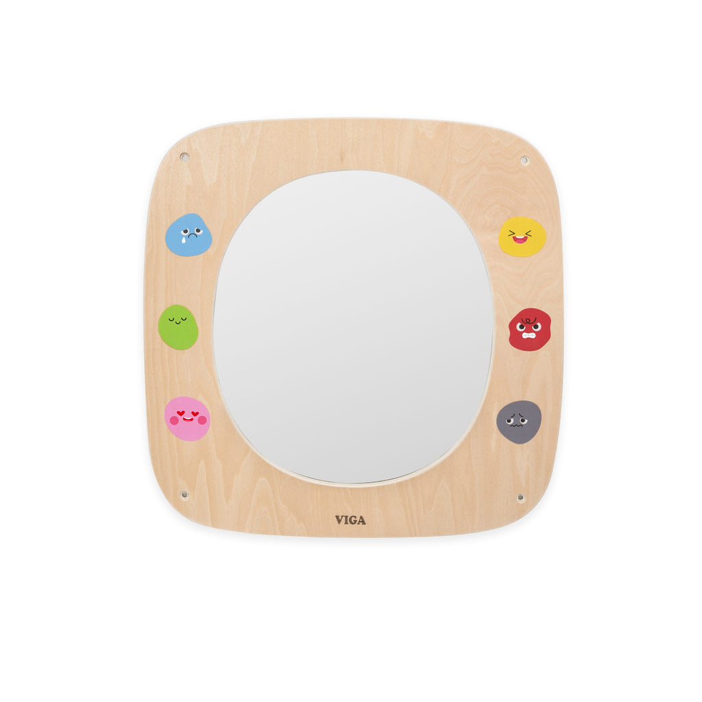 Viga Wooden Mirror & Emotions Wall Toy - Montessori Social-Emotional Learning Board