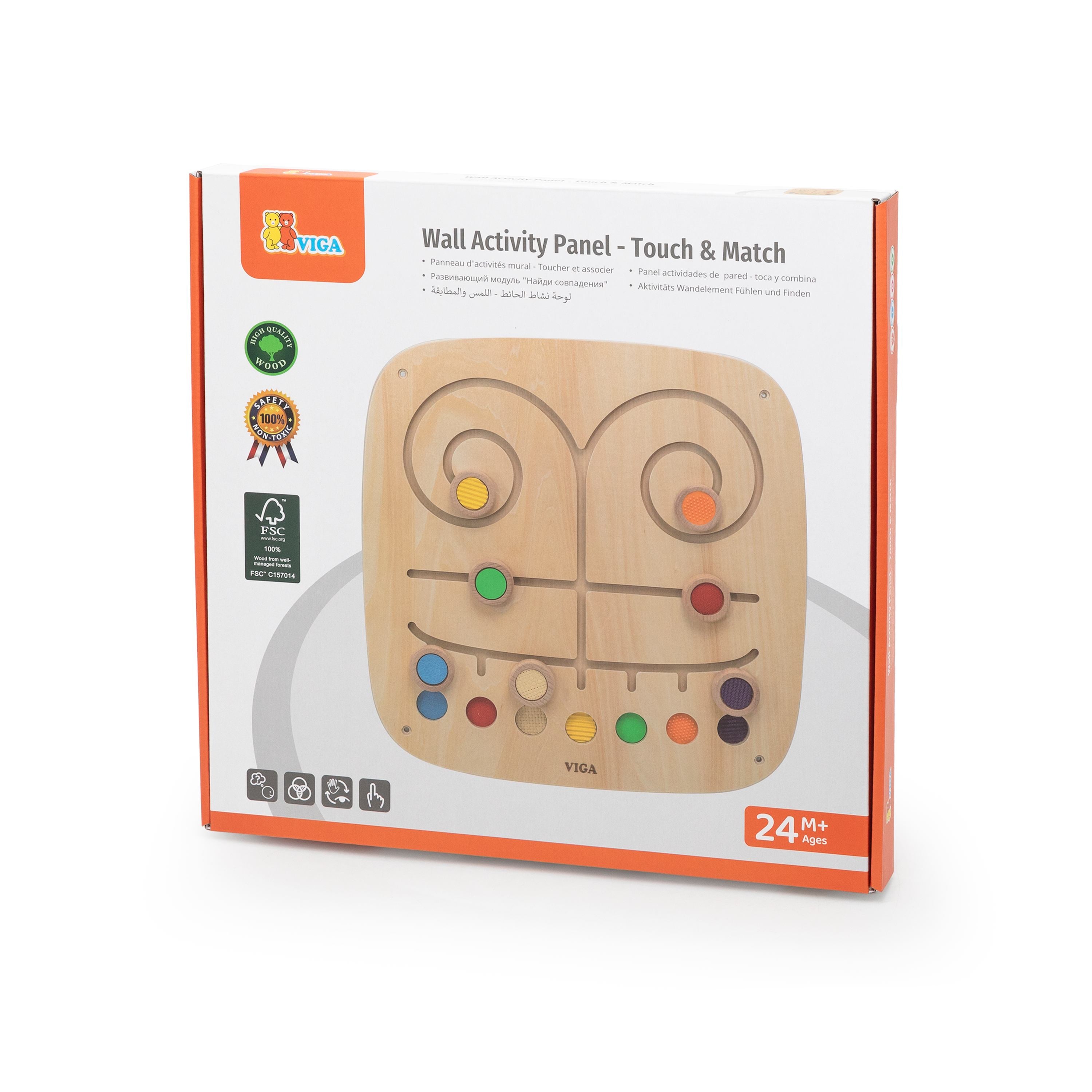 Viga Wooden Tactile Matching Wall Toy - Montessori Sensory Texture Pairing Board