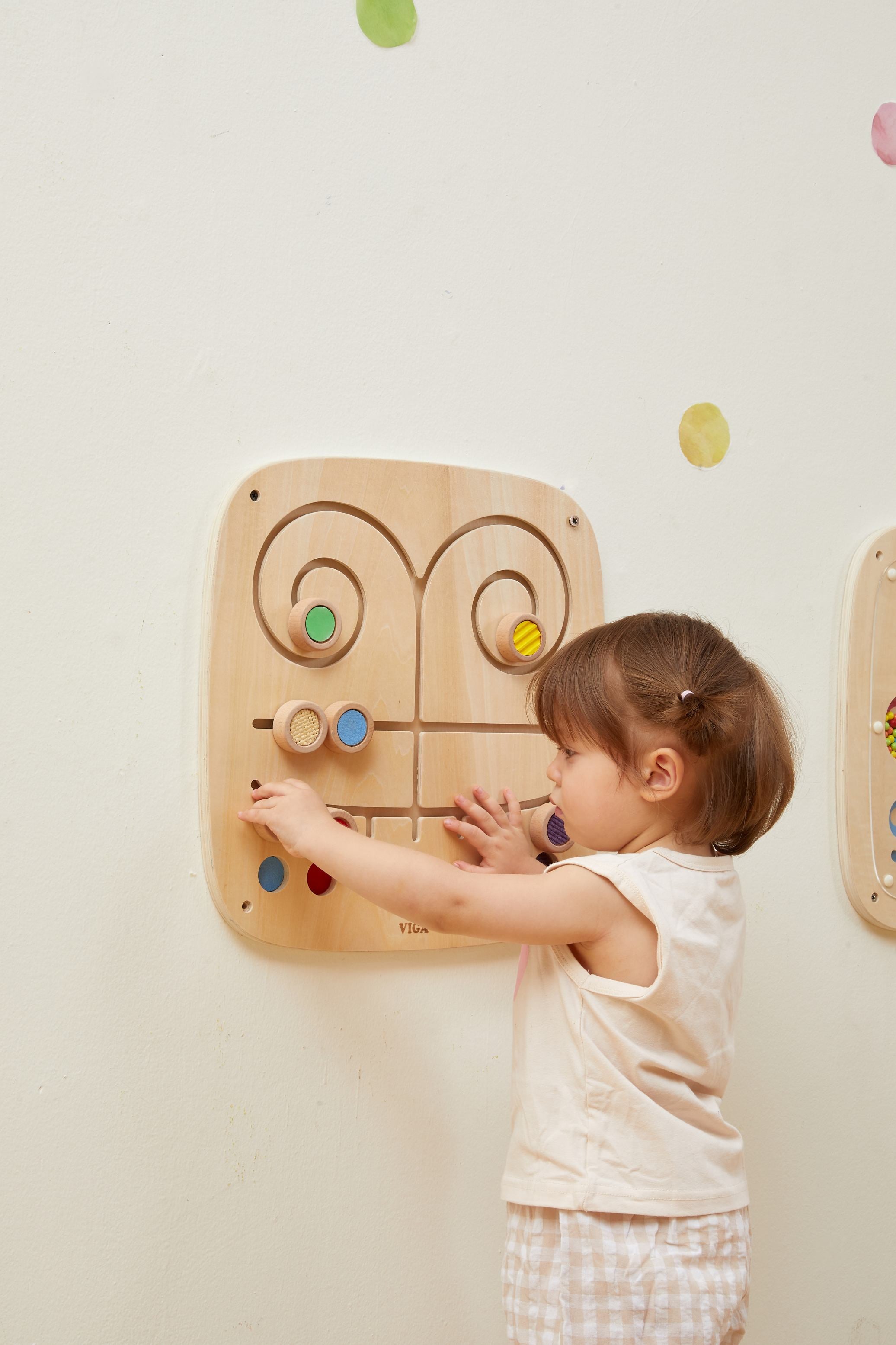 Viga Wooden Tactile Matching Wall Toy - Montessori Sensory Texture Pairing Board
