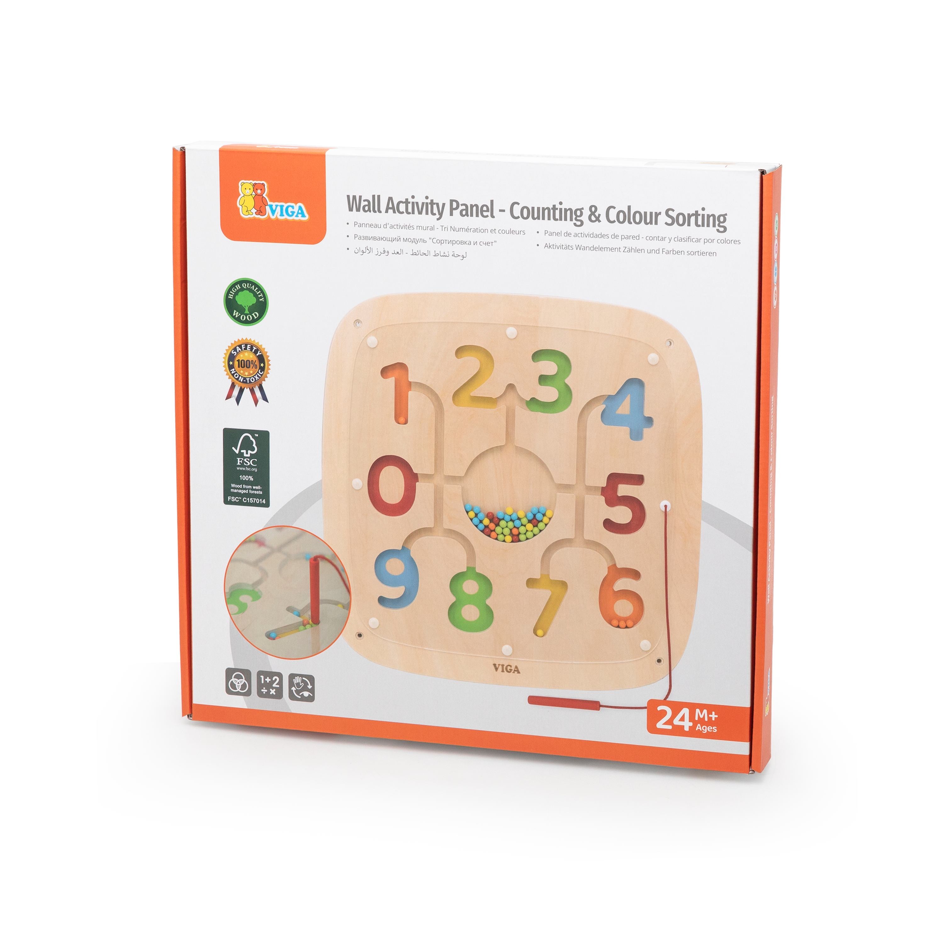 Viga Wooden Counting & Colors Wall Toy - Magnetic Sorting Sensory Activity Board