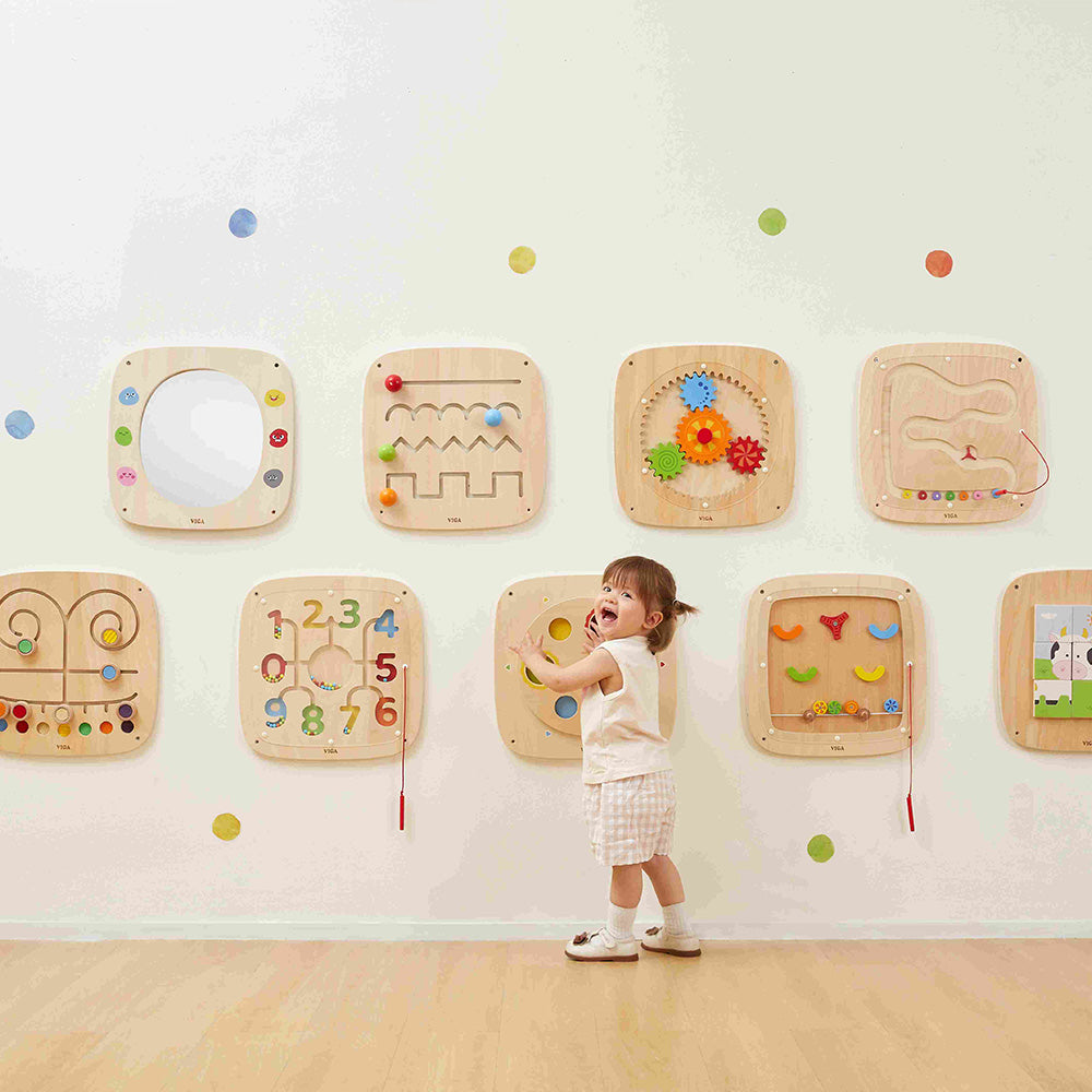Viga Wooden Magnetic Pinball Wall Toy - Interactive Launch & Score Activity Board