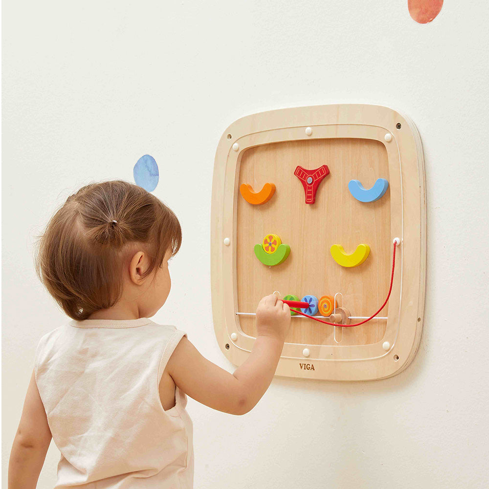 Viga Wooden Magnetic Pinball Wall Toy - Interactive Launch & Score Activity Board