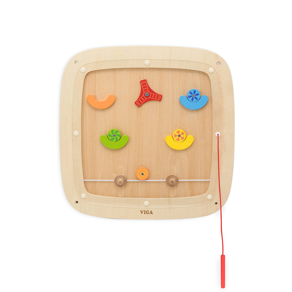 Viga Wooden Magnetic Pinball Wall Toy - Interactive Launch & Score Activity Board