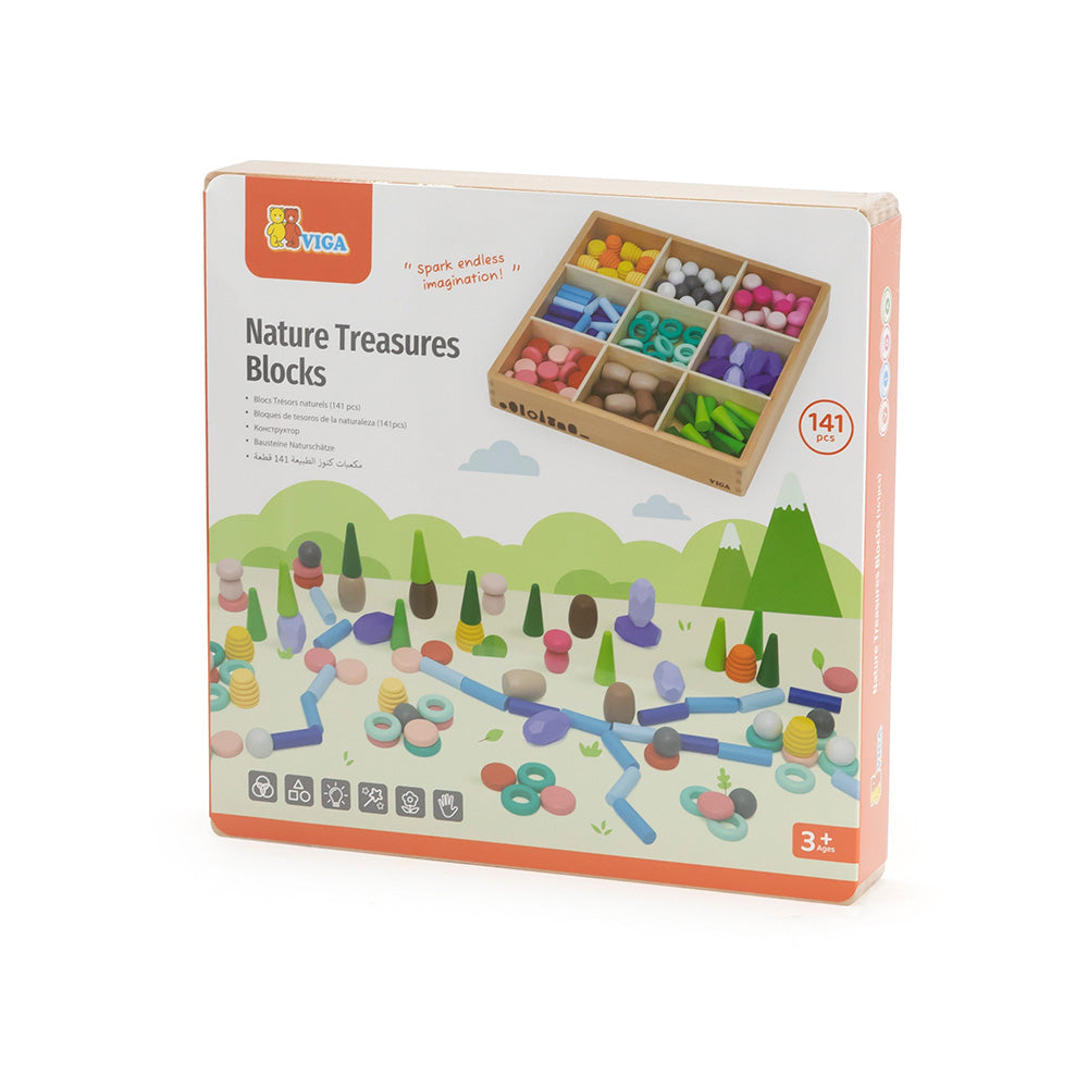 Viga 141-Piece Natural Treasures Loose Parts Set - Montessori Open-Ended Sensory Blocks