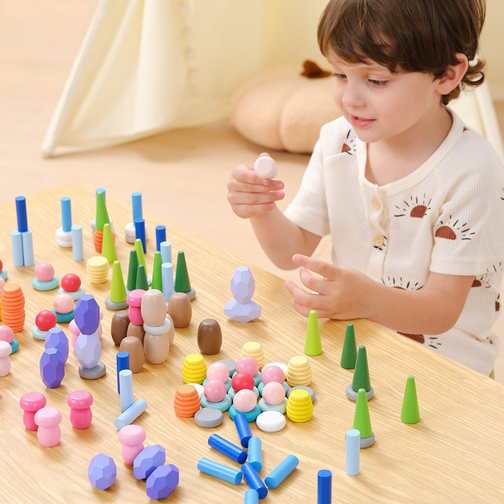 Viga 141-Piece Natural Treasures Loose Parts Set - Montessori Open-Ended Sensory Blocks