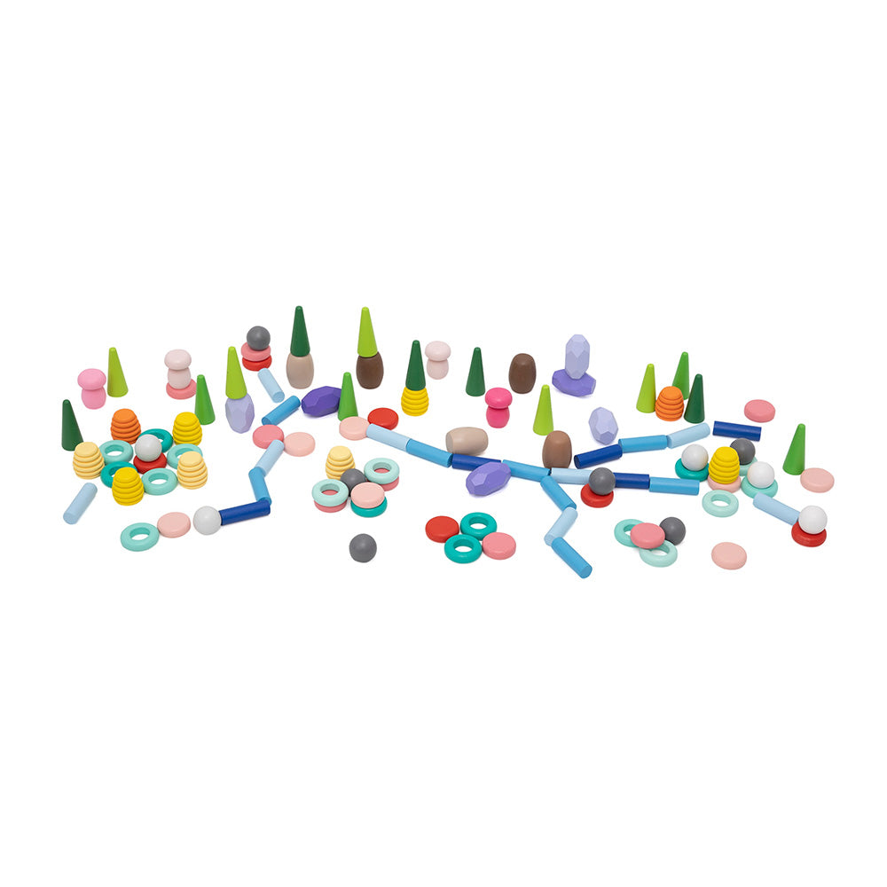 Viga 141-Piece Natural Treasures Loose Parts Set - Montessori Open-Ended Sensory Blocks