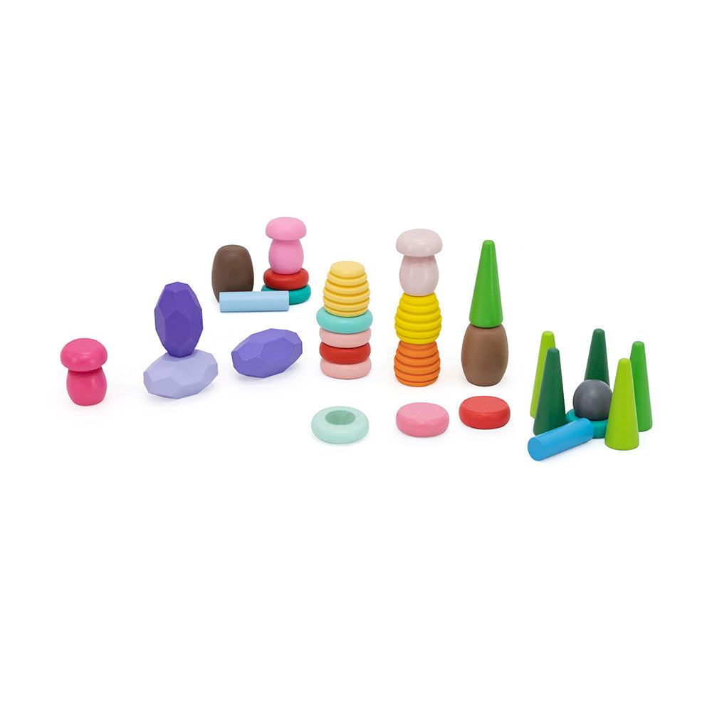 Viga 141-Piece Natural Treasures Loose Parts Set - Montessori Open-Ended Sensory Blocks