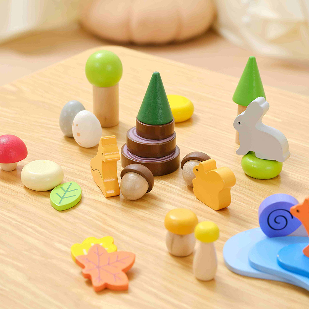 Viga 58-Piece Forest Stories Loose Parts Set - Montessori Sensory Discovery Box