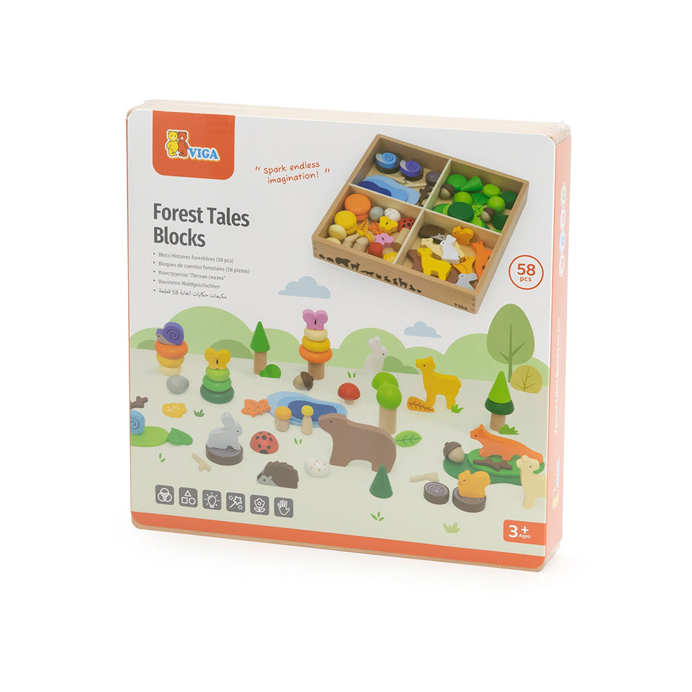 Viga 58-Piece Forest Stories Loose Parts Set - Montessori Sensory Discovery Box