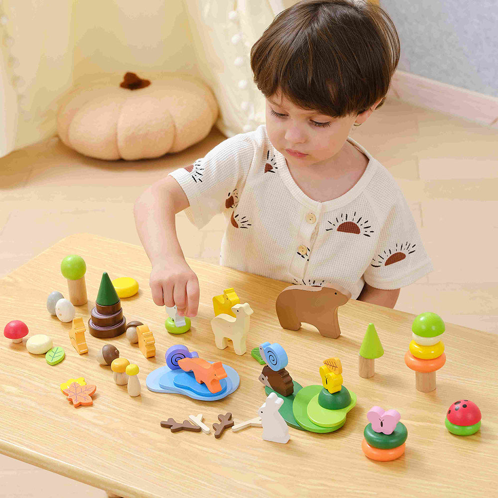 Viga 58-Piece Forest Stories Loose Parts Set - Montessori Sensory Discovery Box