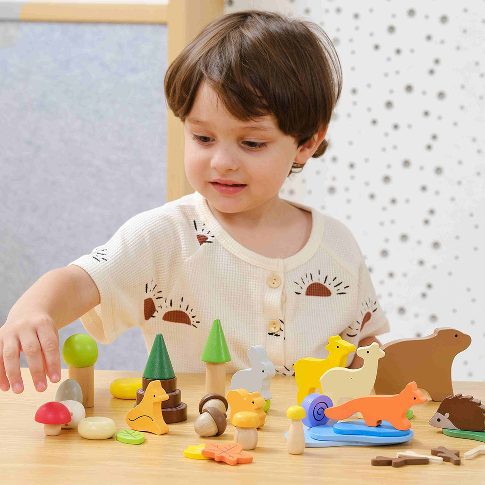 Viga 58-Piece Forest Stories Loose Parts Set - Montessori Sensory Discovery Box