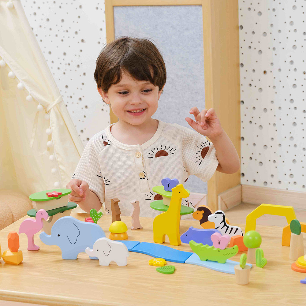 Viga 55-Piece Tropical Adventure Loose Parts Set - Montessori Safari Sensory Box