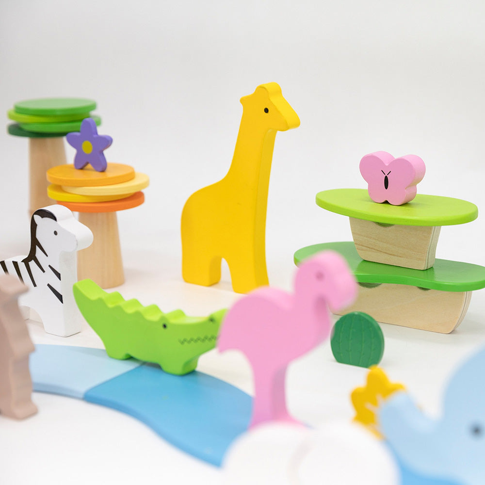 Viga 55-Piece Tropical Adventure Loose Parts Set - Montessori Safari Sensory Box