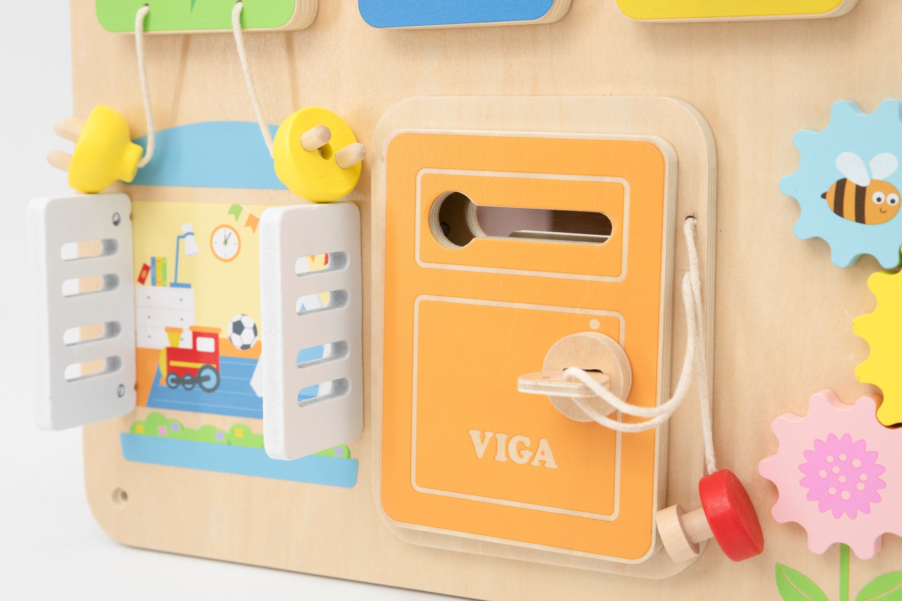 Viga Wooden Small House Busy Board - Montessori Sensory Wall & Tabletop Activity Center