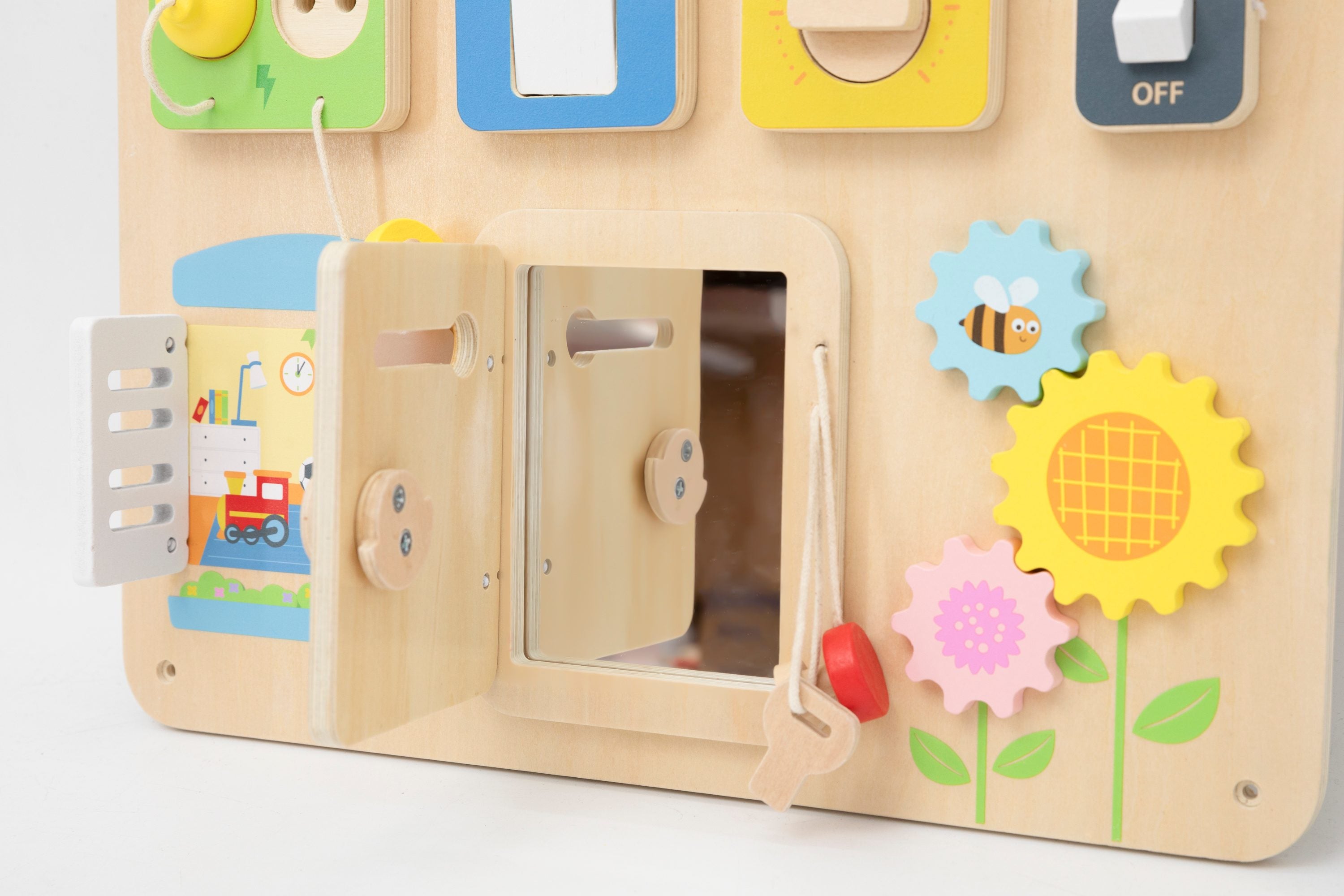 Viga Wooden Small House Busy Board - Montessori Sensory Wall & Tabletop Activity Center