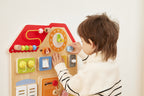 Viga Wooden Small House Busy Board - Montessori Sensory Wall & Tabletop Activity Center