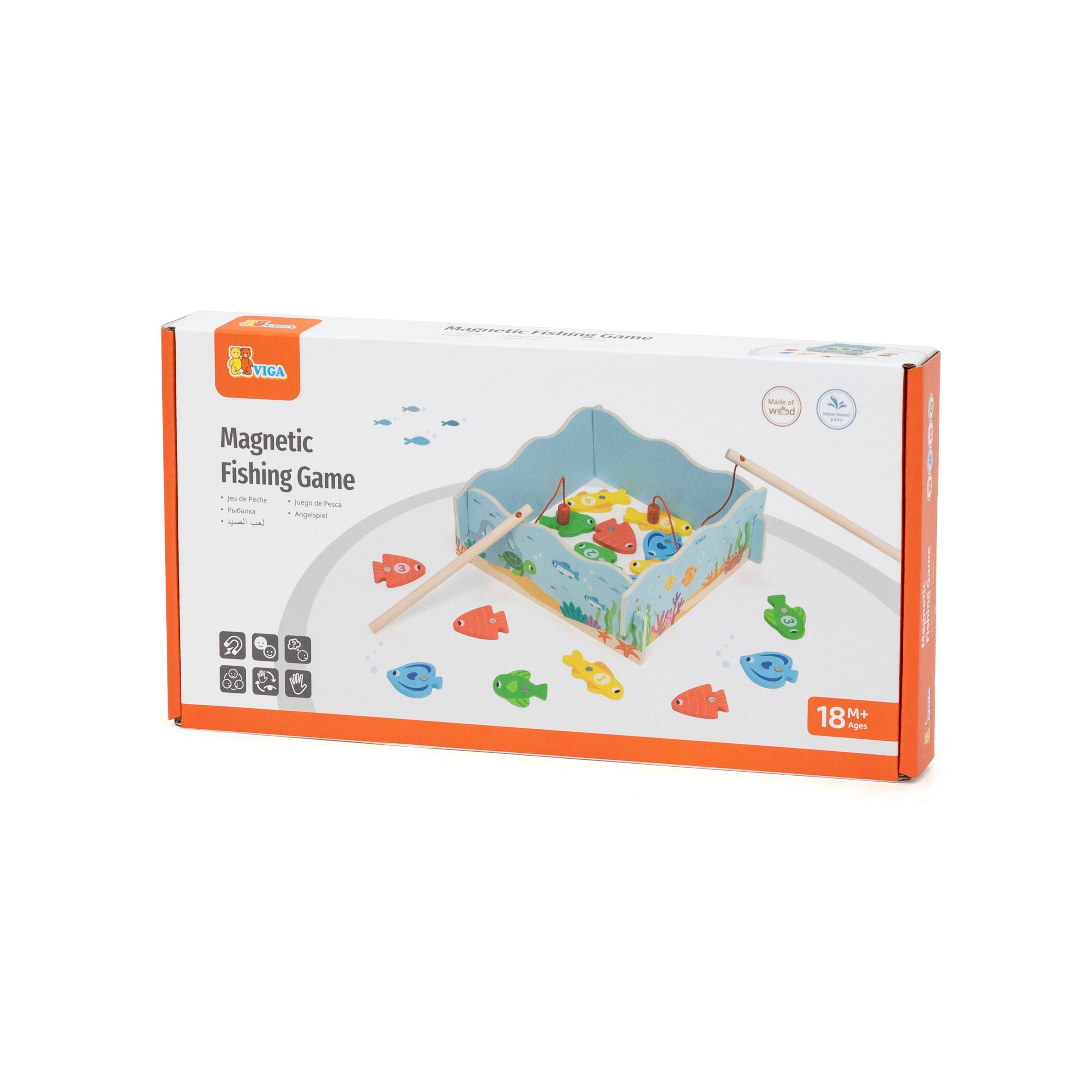 Viga Wooden Magnetic Fishing & Number Sorting Game - 22pc Compact Learning Set