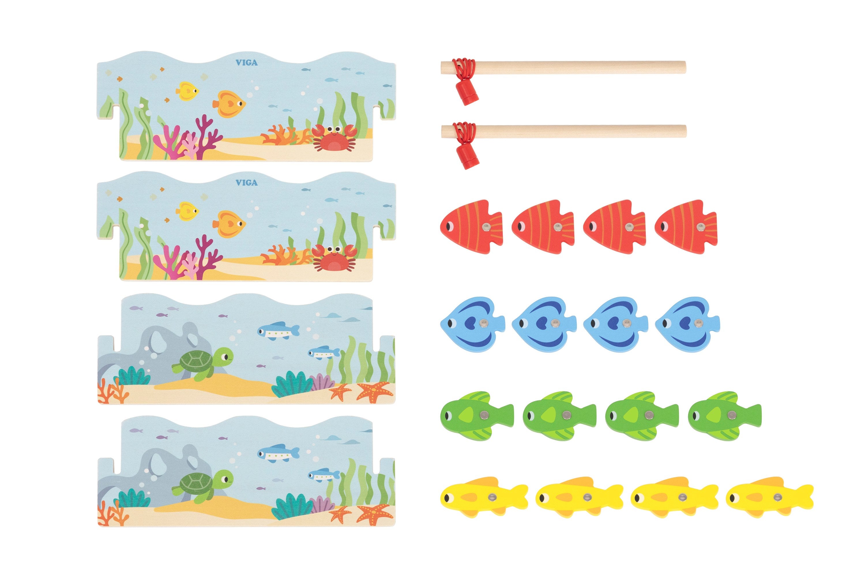 Viga Wooden Magnetic Fishing & Number Sorting Game - 22pc Compact Learning Set
