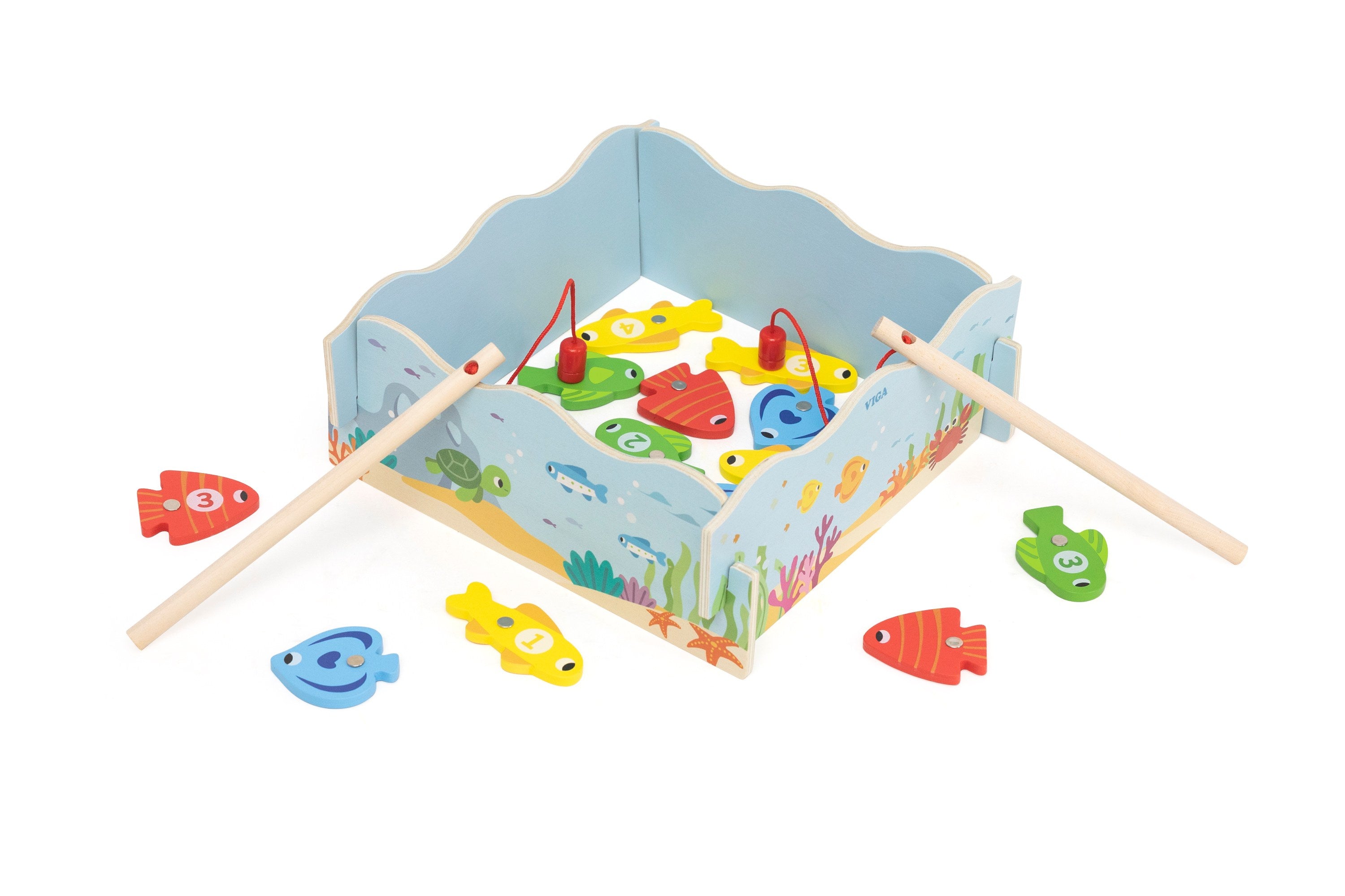 Viga Wooden Magnetic Fishing & Number Sorting Game - 22pc Compact Learning Set