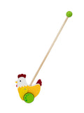 Viga Wooden Rooster Push-Along Toy - Rhythmic Walking Toy with Flapping Wings